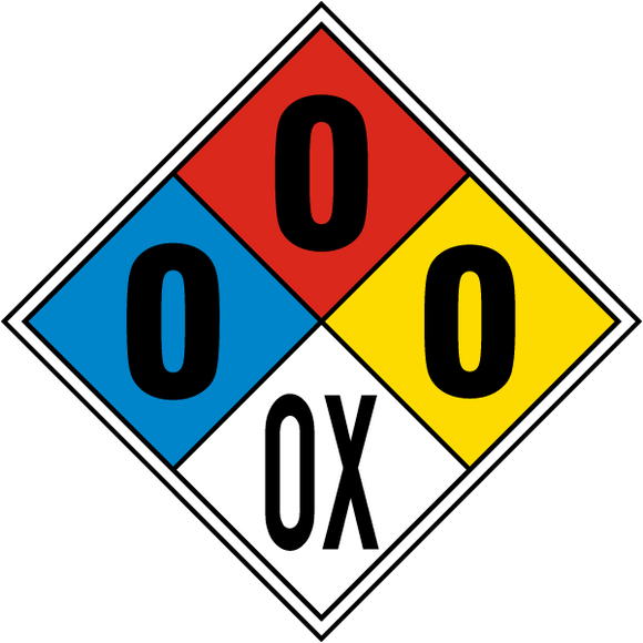 NFPA Diamond 0-0-0-OX Use for Oxygen