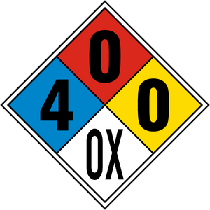 Magnetic NFPA Diamond 4-0-0-ox USE FOR Chlorine