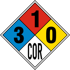 Magnetic NFPA Diamond 3-1-0-COR USE FOR ammonia gas, anhydrous ammonia