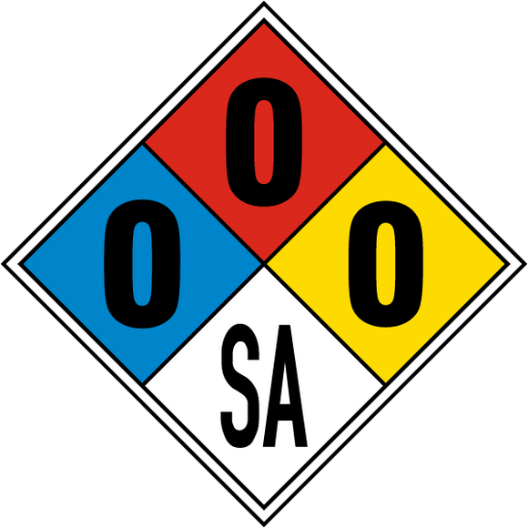 NFPA Diamond 0-0-0-SA Use for Nitrogen