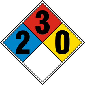 NFPA Diamond 2-3-0 for Flashpoint under 100 degrees and hazardous