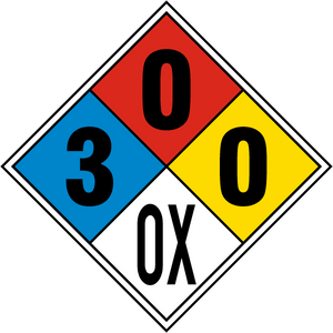 Magnetic NFPA Diamond 3-0-0-ox USE FOR OXYGEN, LIQUID OXYGEN