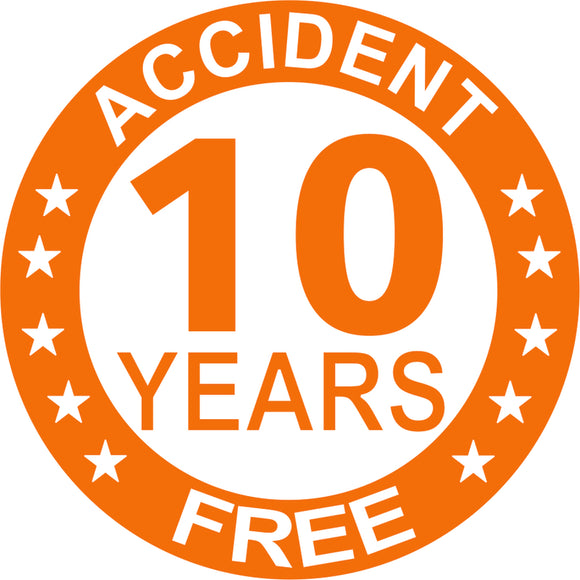 Accident Free 10 Years Hard Hat Sticker