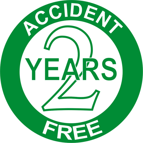 Accident Free 2 Years Hard Hat Sticker