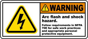 Arc flash and shock hazard label