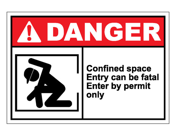 Danger Confined Space Can Be Fatal Enter By Permit Only Sign