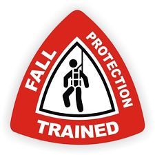Fall Protection Trained Triangle Hard Hat Sticker ( Red )