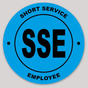 Short Service Employee (SSE) Hard Hat Sticker ( Black on Cyan )