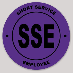 Short Service Employee (SSE) Hard Hat Sticker ( Black on Purple )