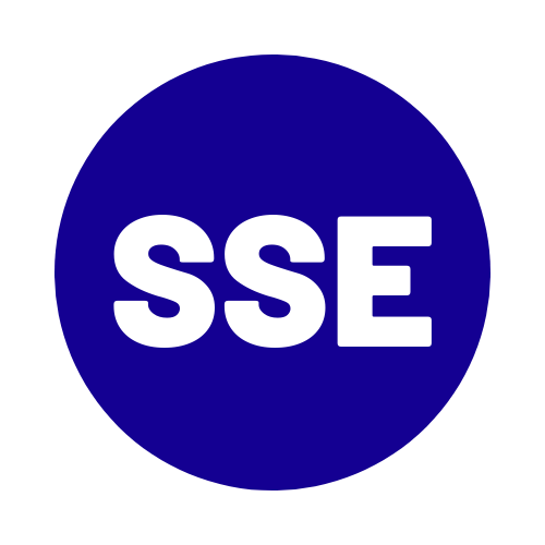 SSE (Short Service Employee) Hard Hat Sticker ( White on Blue )