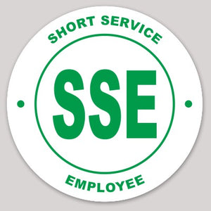 Short Service Employee (SSE) Hard Hat Sticker ( Green on White )