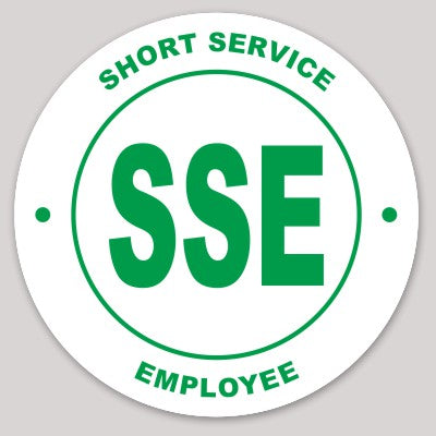 Short Service Employee (SSE) Hard Hat Sticker ( Green on White )
