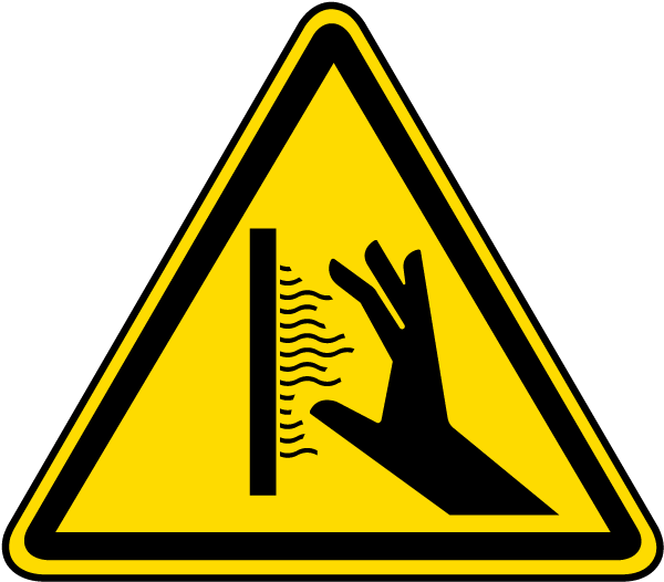 Vertical Hot Surface Hazard Label ISO