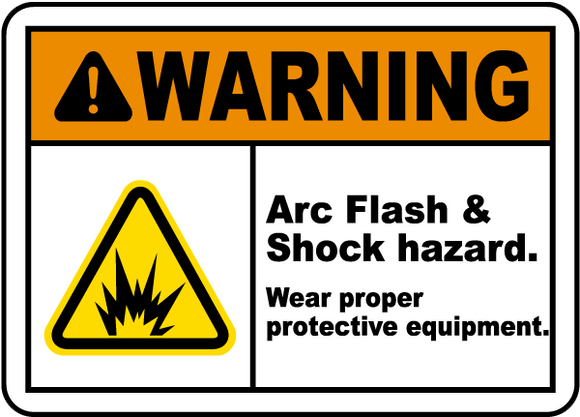 Warning Arc Flash & Shock Hazard. Wear Proper Protective Equipment Label