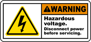 Warning Hazardous Voltage. Disconnect Power Before Servicing