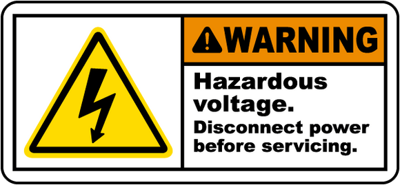 Warning Hazardous Voltage. Disconnect Power Before Servicing