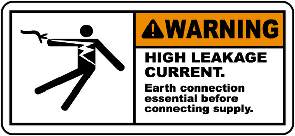 Warning High Leakage Current. Earth Connection Essential Before Connecting Supply