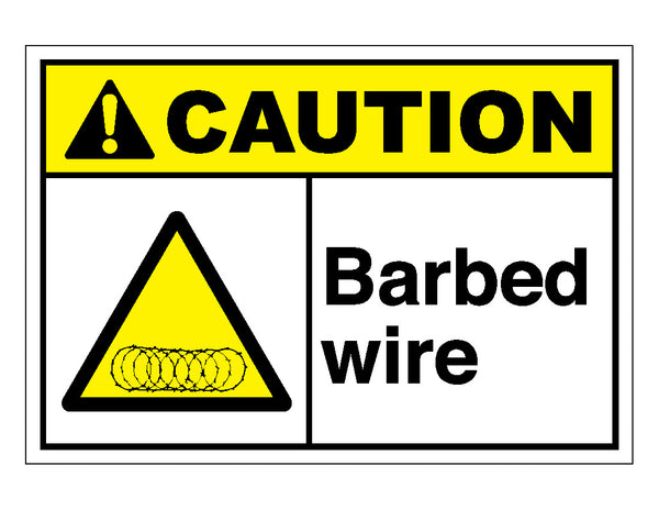 Warning on sale barbed wire