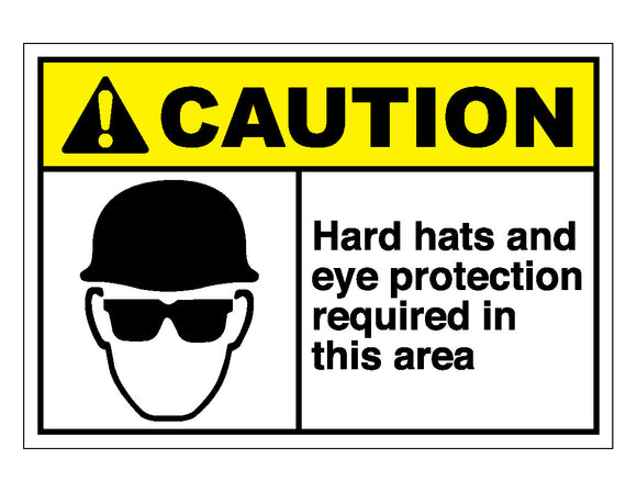 Caution Hard Hats And Eye Protection Required In This Area Sign