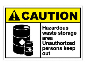 Caution Hazardous Waste Storage Area Unauthorized Persons Keep Out Sign