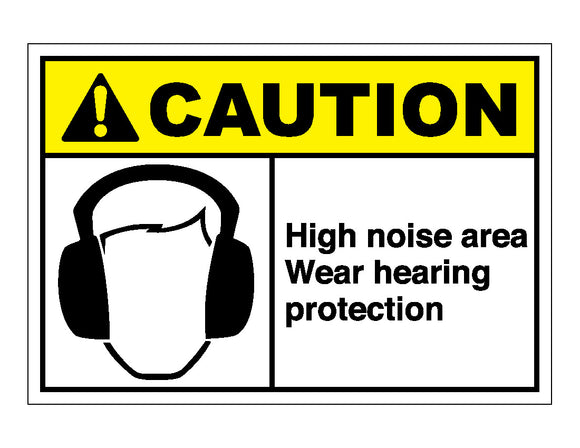 Caution High Noise Area Wear Hearing Protection Sign