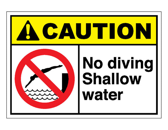 Caution No Diving Shallow Water Sign