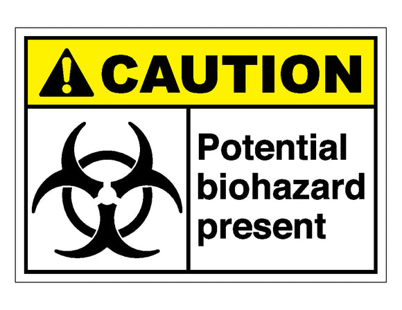 Caution Potential Biohazard Present Sign