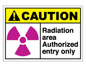 Caution Radiation Area Authorized Entry Only Sign