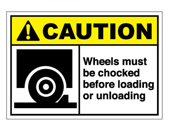 Caution Wheels Must Be Chocked Before Loading Or Unloading Sign