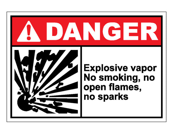 Danger Explosive Vapor No Smoking No Open Flames No Sparks Sign 