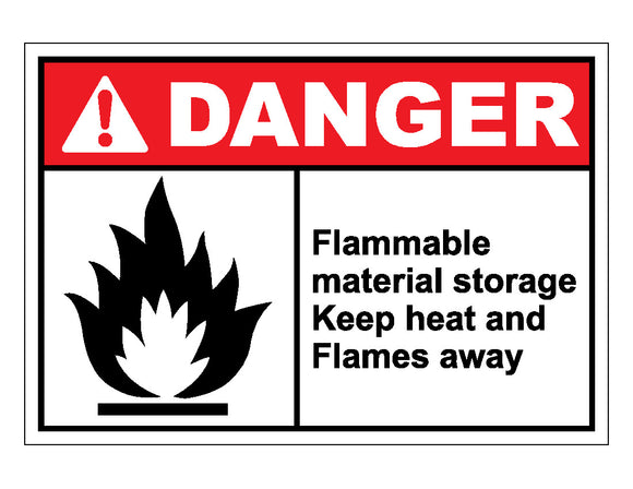 Danger Flammable Material Storage Keep Heat And Flames Away Sign