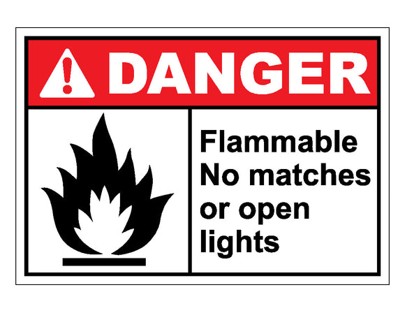 Danger Flammable No Matches Or Open Lights Sign