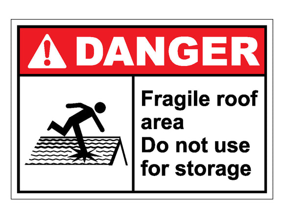 Danger Fragile Roof Area Do Not Use For Storage Sign