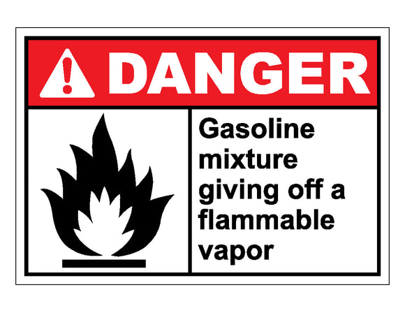 Danger Gasoline Mixture Giving Off A Flammable Vapor Sign