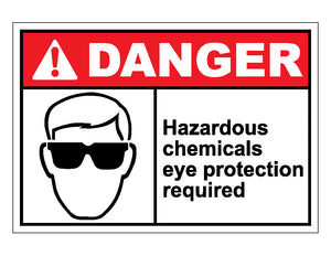 Danger Hazardous Chemicals Eye Protection Required Sign