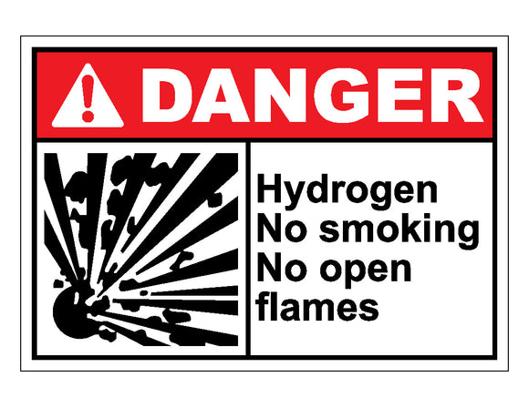 Danger Hydrogen No Smoking Or Open Flames Sign