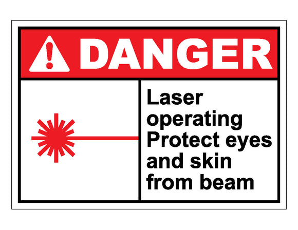 Danger Laser Operating Protect Eyes and Skin From Beam Sign