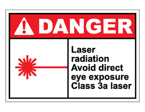 Danger Laser Radiation Avoid Direct Eye Exposure Class 3A Laser Sign