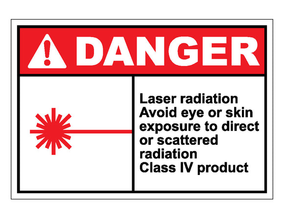 Danger Laser Radiation Avoid Eye Or Skin Exposure To Direct Or Scattered Radiation Class 4 Product Sign