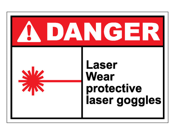 Danger Laser Wear Protective Laser Goggles Sign