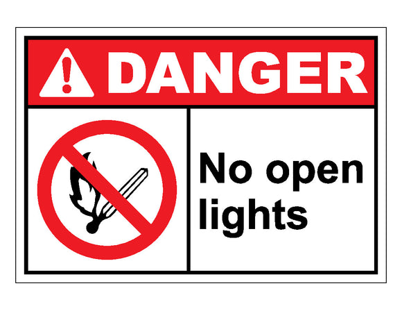 Danger No Open Lights Sign 