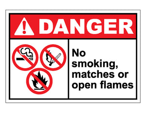Danger No Smoking Matches Or Open Flames Sign