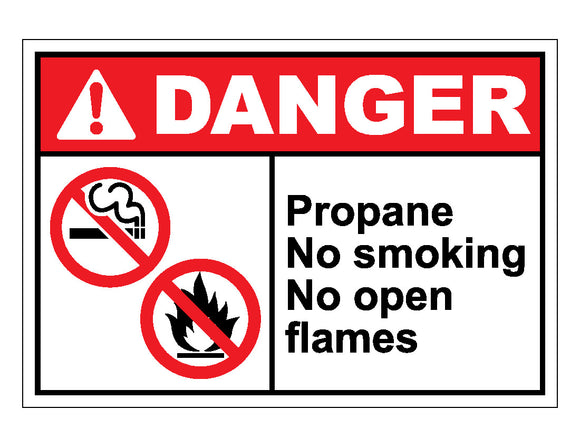 Danger Propane No Smoking No Open Flames Sign 