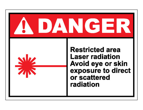 Danger Restricted Area Laser Radiation Avoid Eye Or Skin Exposure To Direct Or Scattered Radiation Sign