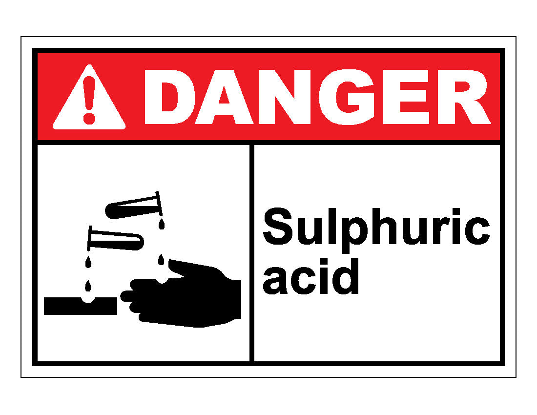 Cartello Pericolo Acido Solforico VSafety – 150x200 Mm – Plastica Rigida Gialla E Nera