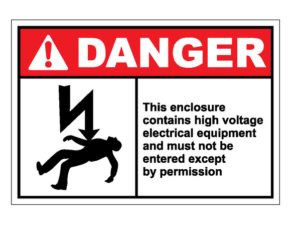 Danger This Enclosure Contains High Voltage Electrical Equipment Must Not Be Entered Except By Permission Sign