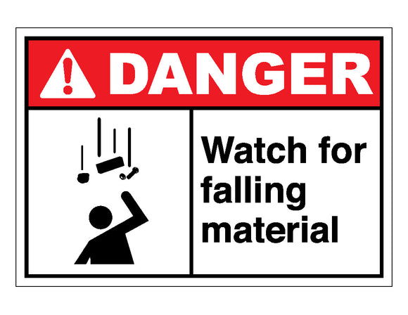 Danger Watch For Falling Material Sign