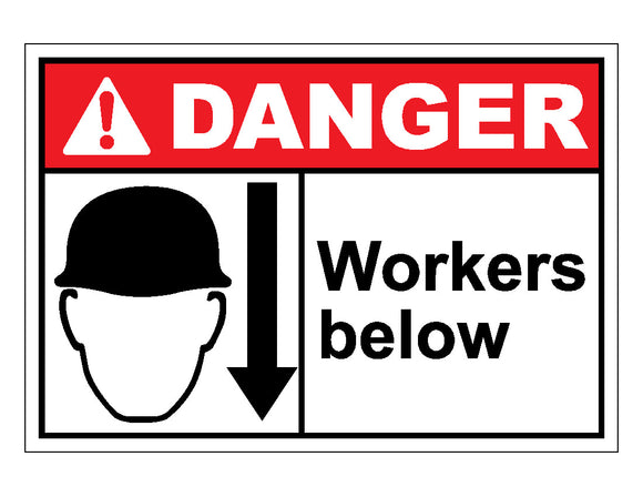 Danger Workers Below Sign