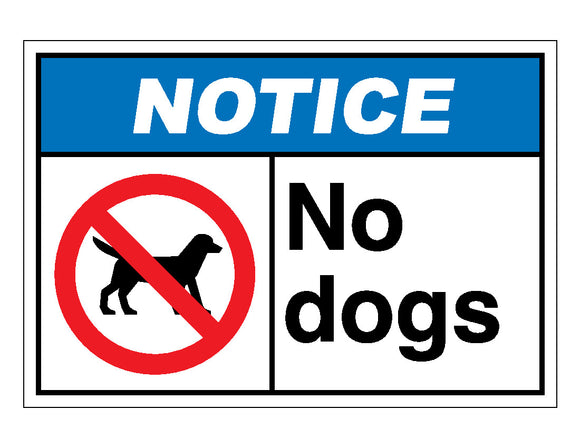 Notice No Dogs Sign