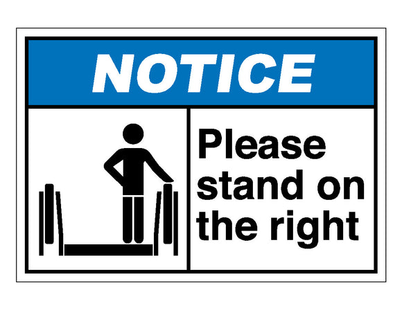 Notice Please Stand On The Right Sign